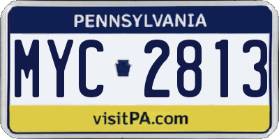 PA license plate MYC2813