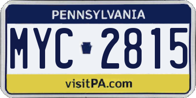PA license plate MYC2815