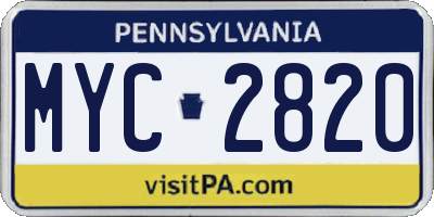 PA license plate MYC2820
