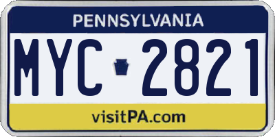 PA license plate MYC2821