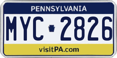 PA license plate MYC2826