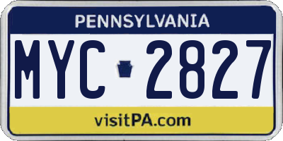 PA license plate MYC2827