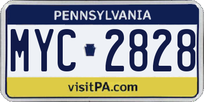 PA license plate MYC2828