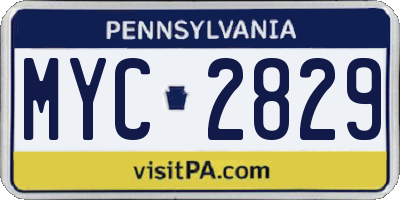PA license plate MYC2829