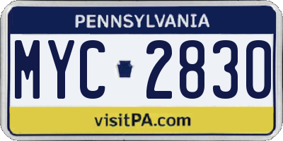 PA license plate MYC2830