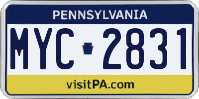 PA license plate MYC2831