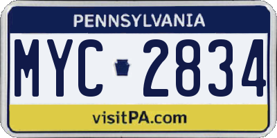 PA license plate MYC2834