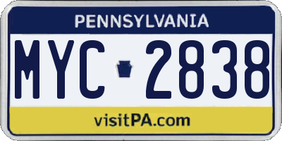 PA license plate MYC2838