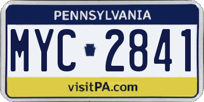 PA license plate MYC2841
