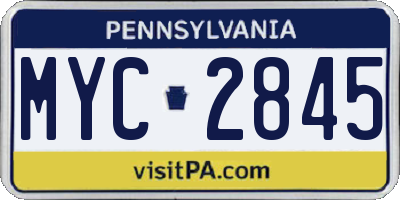 PA license plate MYC2845