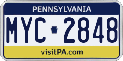 PA license plate MYC2848