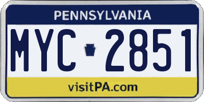 PA license plate MYC2851