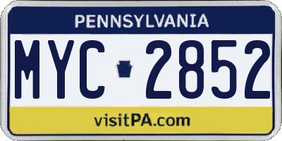 PA license plate MYC2852