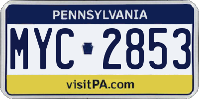 PA license plate MYC2853