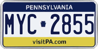 PA license plate MYC2855