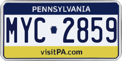 PA license plate MYC2859