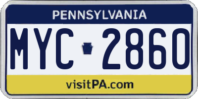 PA license plate MYC2860