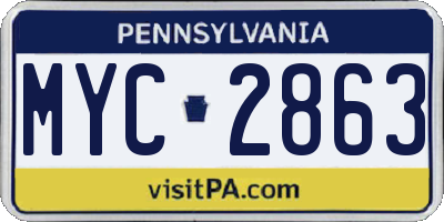 PA license plate MYC2863
