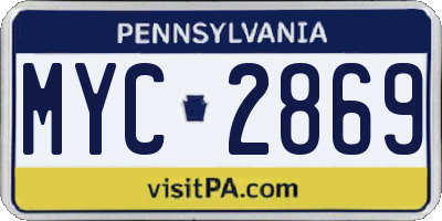 PA license plate MYC2869