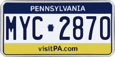 PA license plate MYC2870