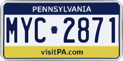 PA license plate MYC2871