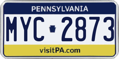 PA license plate MYC2873