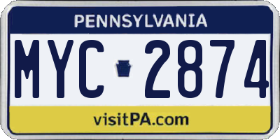 PA license plate MYC2874