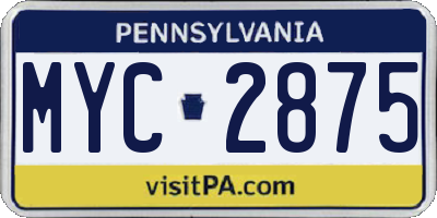 PA license plate MYC2875