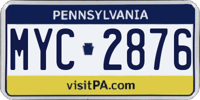 PA license plate MYC2876