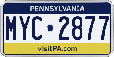 PA license plate MYC2877