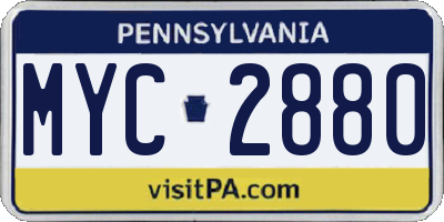 PA license plate MYC2880