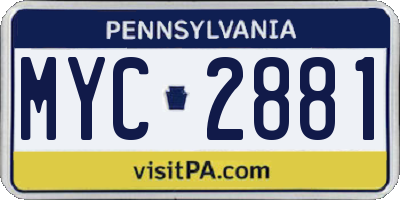 PA license plate MYC2881