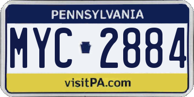 PA license plate MYC2884