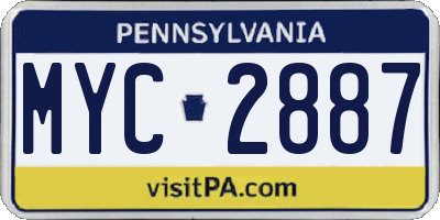 PA license plate MYC2887