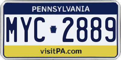 PA license plate MYC2889