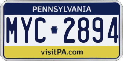 PA license plate MYC2894