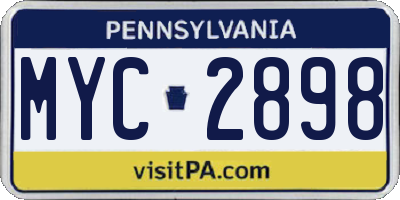 PA license plate MYC2898