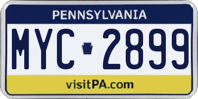 PA license plate MYC2899
