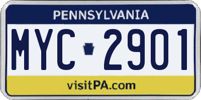 PA license plate MYC2901