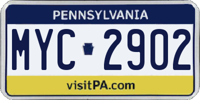 PA license plate MYC2902