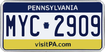 PA license plate MYC2909