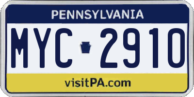 PA license plate MYC2910