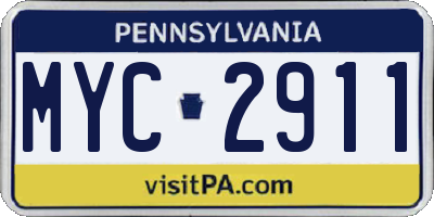 PA license plate MYC2911