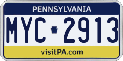 PA license plate MYC2913