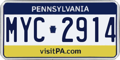 PA license plate MYC2914