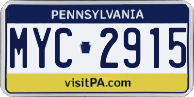 PA license plate MYC2915