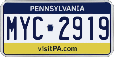 PA license plate MYC2919