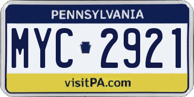 PA license plate MYC2921