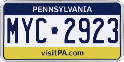 PA license plate MYC2923