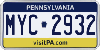 PA license plate MYC2932